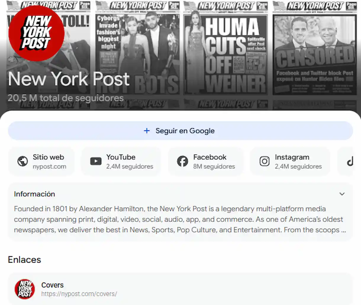 Some media outlets can now customize their publisher profile in Discover